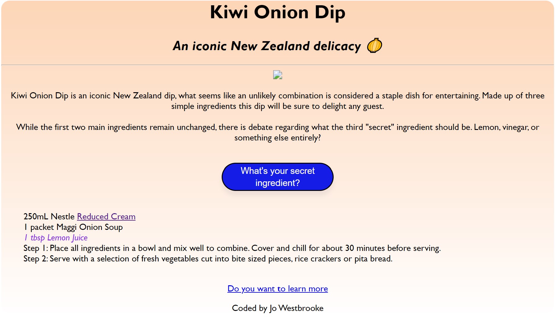 Kiwi Onion Webpage